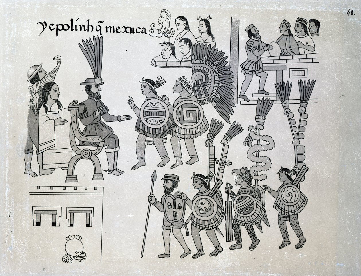 Der letzte Aztekenkaiser Cuauhtemoc kapituliert, Platte aus 