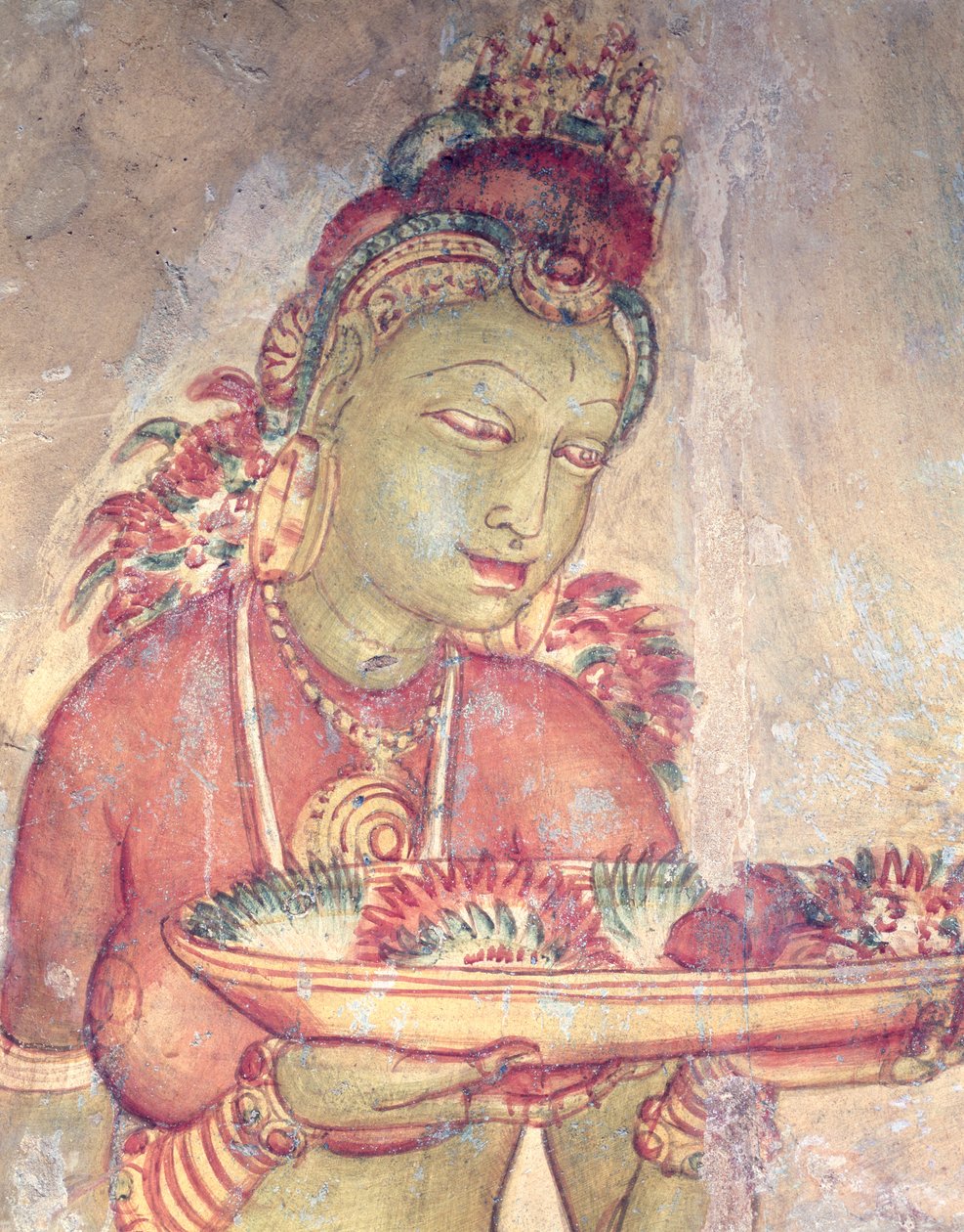 Die Wolkenjungfrauen, aus der Felsenfestung (Detail) von Sri Lankan School