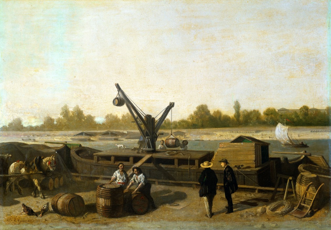 Lastkahn am Kai von Stanislas Victor Edouard Lepine