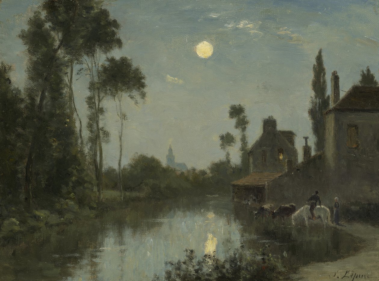 Mondbeschienener Fluss, ca. 1866-?70 von Stanislas Victor Edouard Lepine