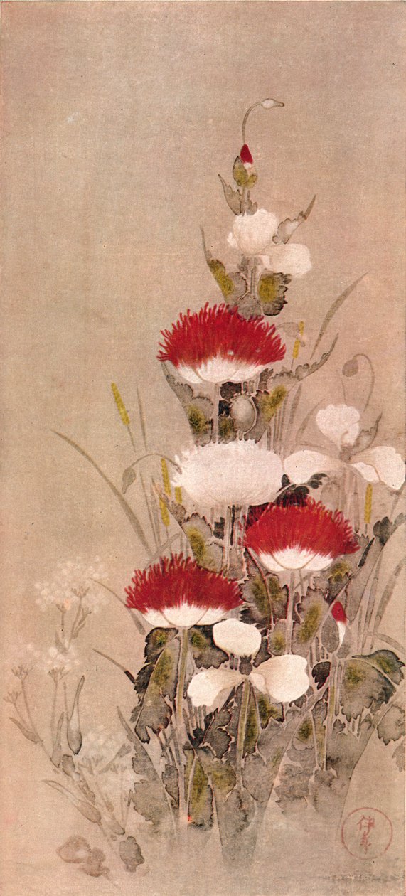 Mohnblumen, Weizen und Natane-Blumen, 17. Jahrhundert von Sôtatsu