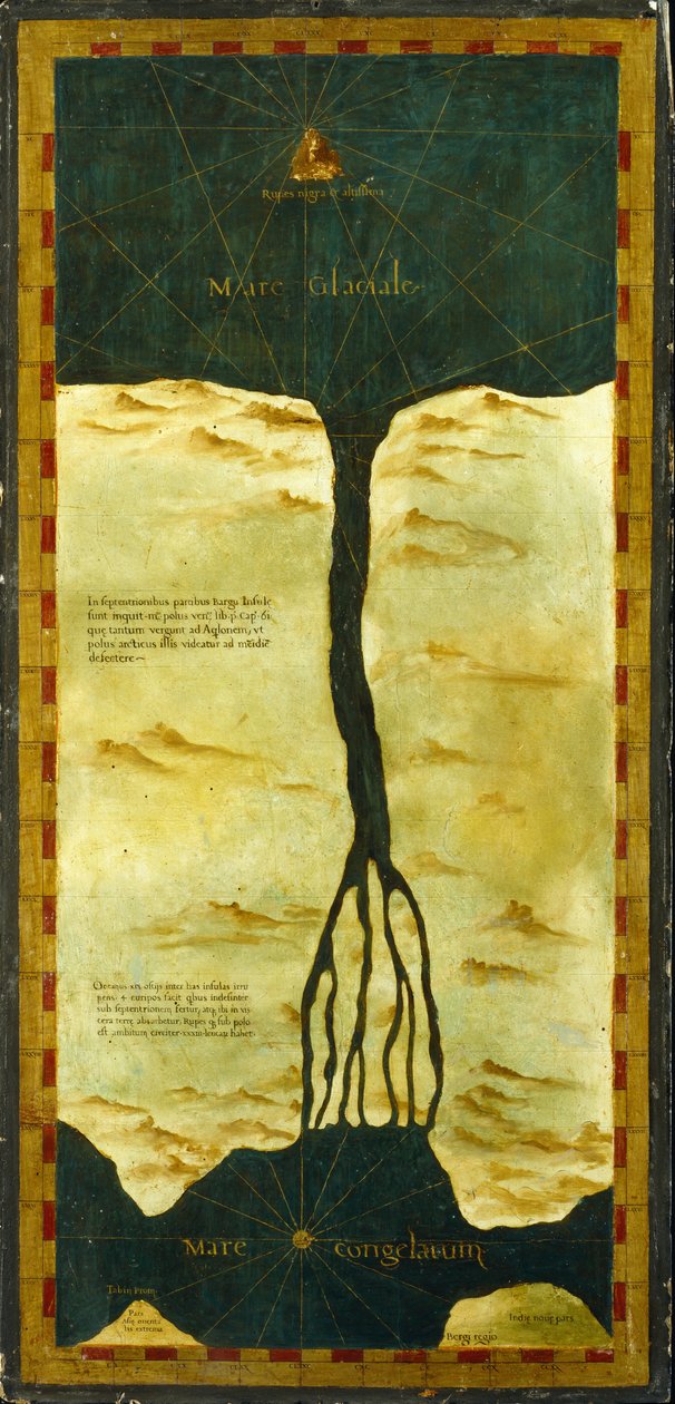 Polargebiete vorgestellt über der Beringstraße von Stefano Bonsignori 1589