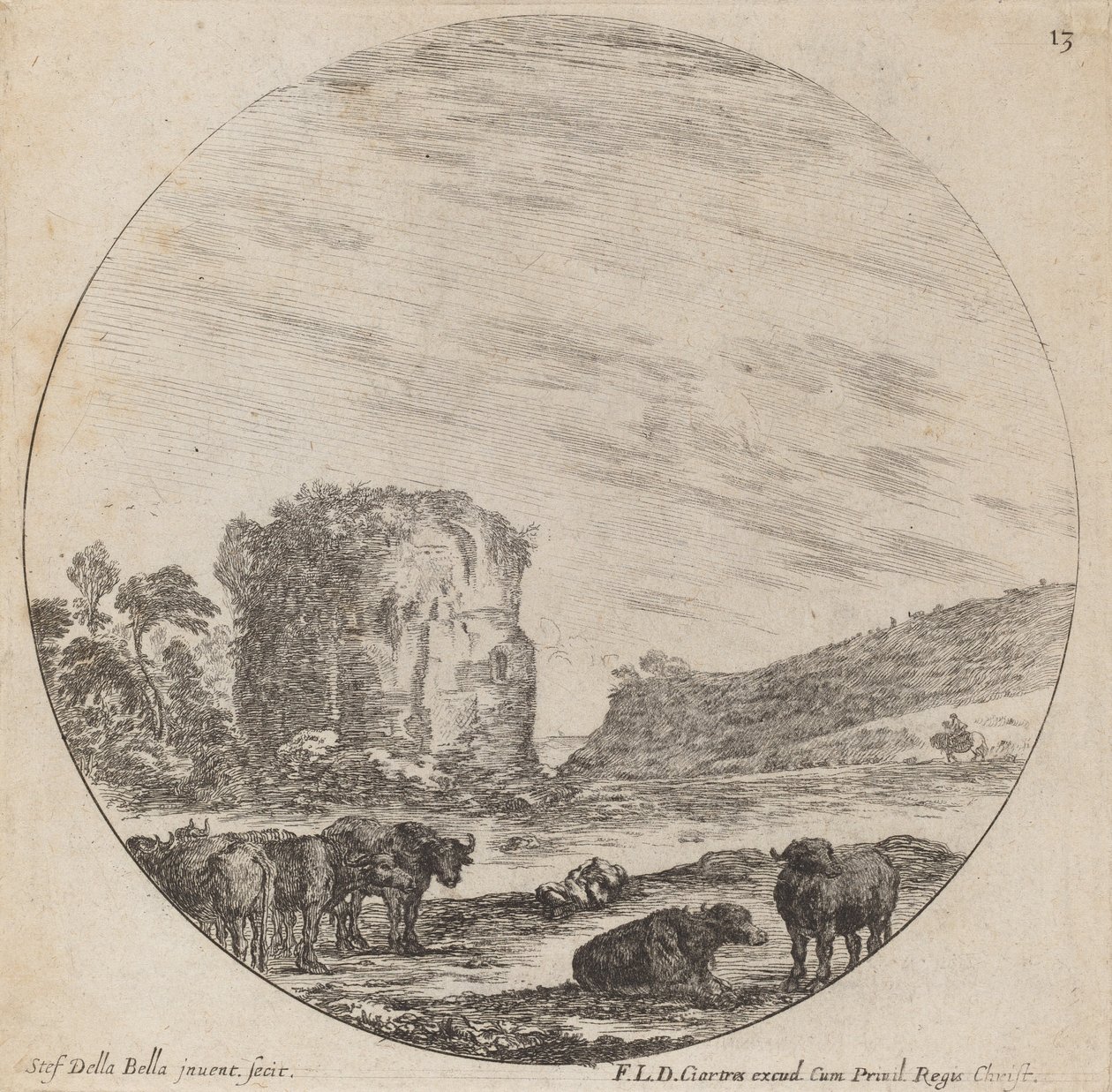 Landschaft mit antiken Ruinen, 1646 von Stefano della Bella