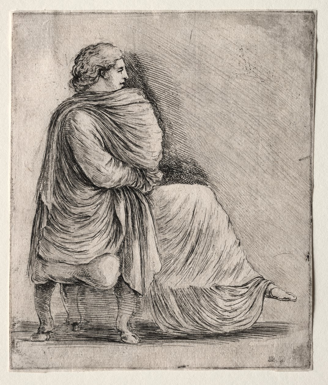 Frau auf einem Hocker sitzend von Stefano della Bella