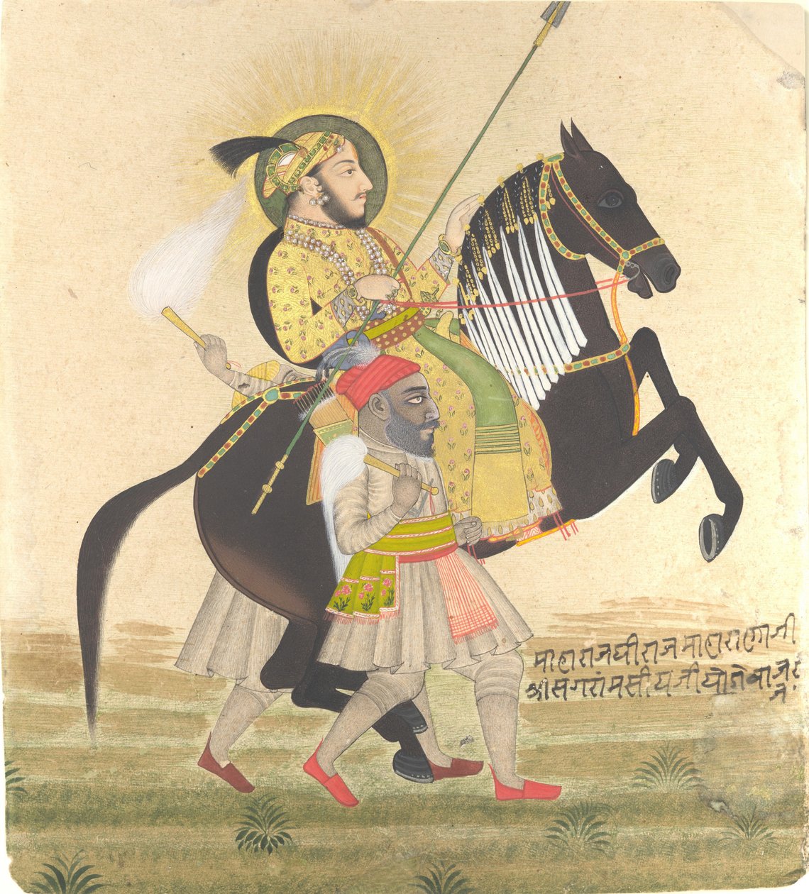 Maharana Sangram Singh reitet auf einem Preis-Hengst von Stipple Master