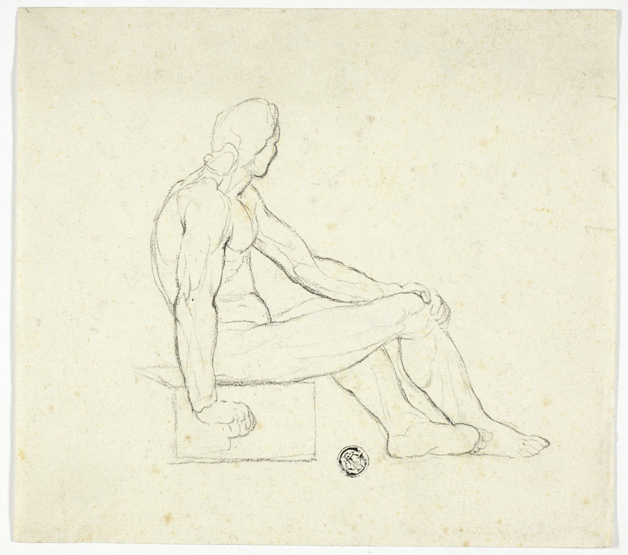 Sitzender männlicher Akt von Style of Jacques Louis David