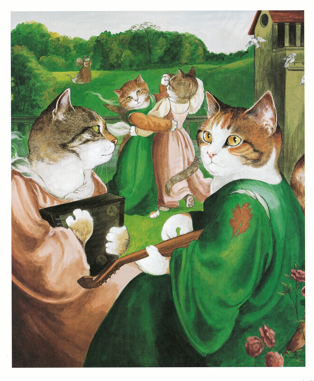 Illustration aus Präraffaelitische Katzen (veröff. 1999) von Susan Herbert