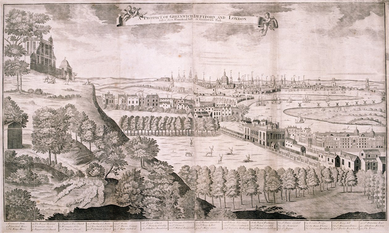 Blick vom Greenwich Park, London, 1723 von Sutton Nicholls