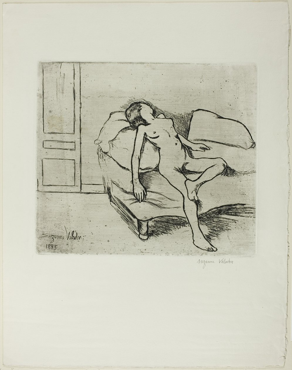 Louise nackt auf einem Sofa von Suzanne Valadon