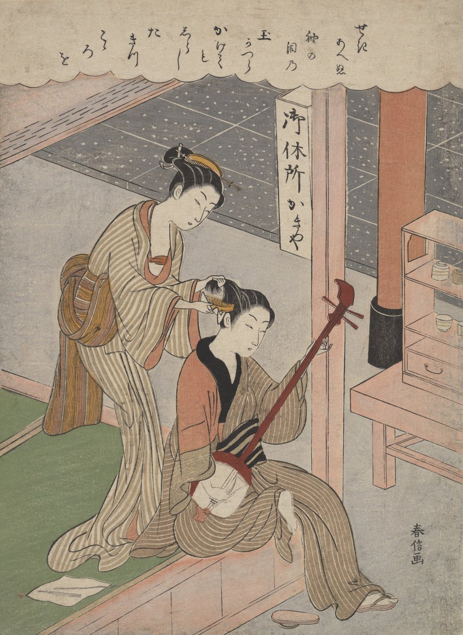 Haare kämmen, 1770 von Suzuki Harunobu