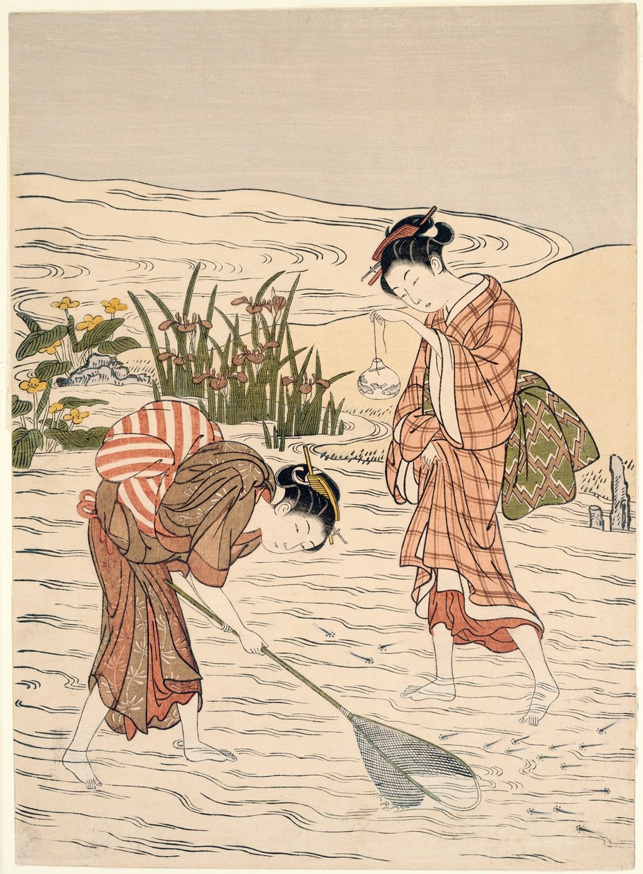 Fischen im seichten Wasser von Suzuki Harunobu