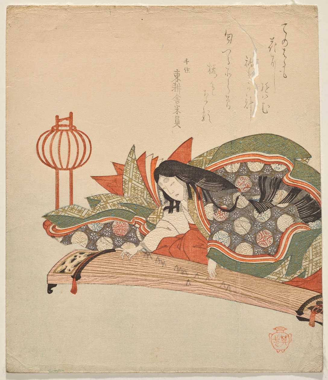 Edelfrauen, die am Koto sitzen von Suzuki Kiitsu