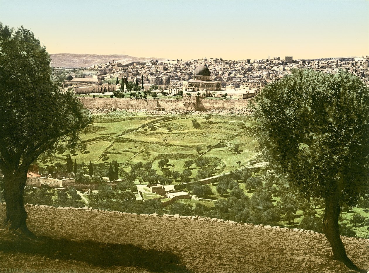 Gesamtansicht von Jerusalem von Osten, ca. 1880-1900 von Swiss Photographer