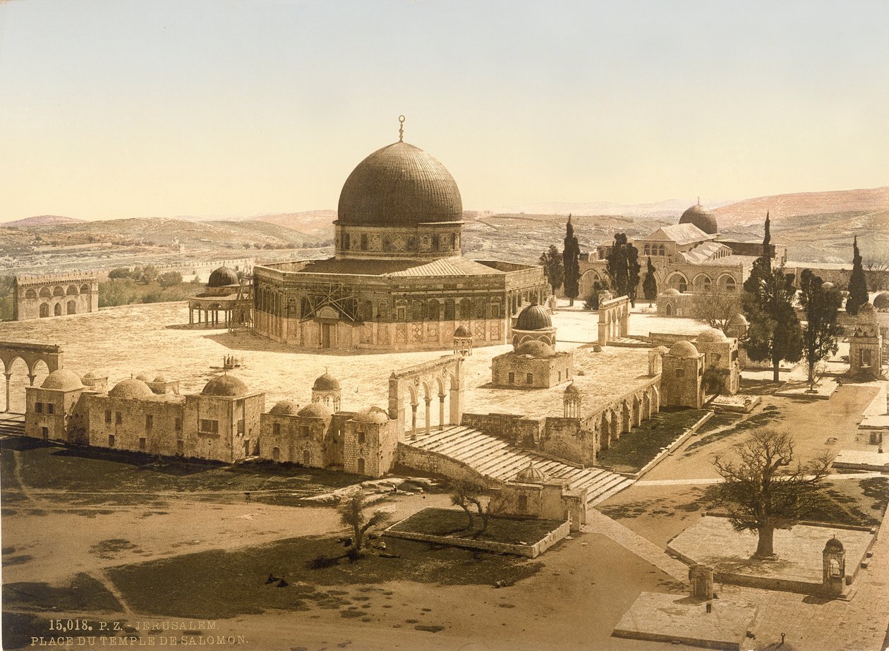 Blick auf den Tempelberg mit dem Felsendom und der Al-Aqsa-Moschee, Jerusalem, ca. 1880-1900 von Swiss Photographer