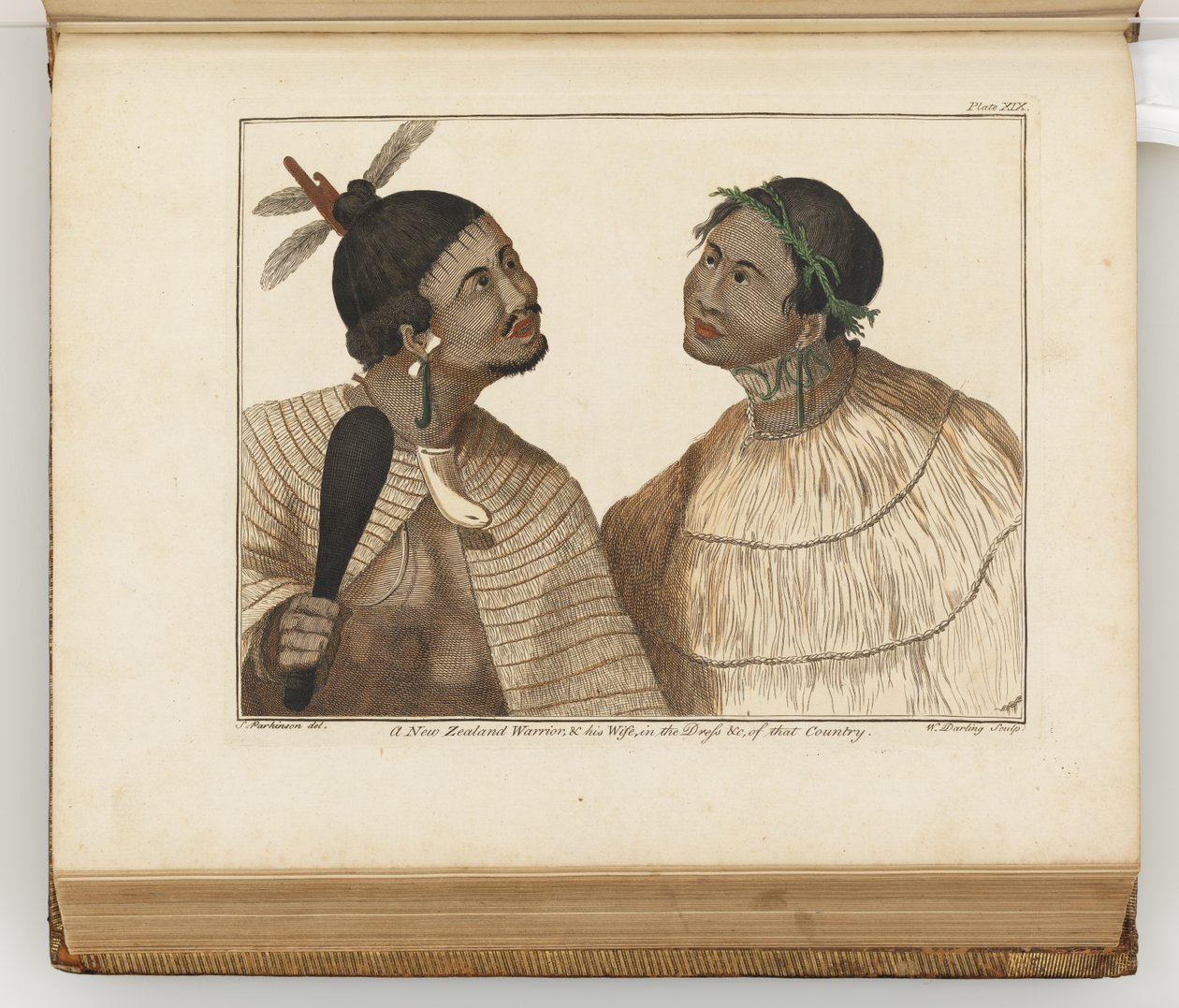 Ein neuseeländischer Krieger und seine Frau, Illustration aus A journal of a voyage to the South Seas : in His Majestys ship, the Endeavour, 1794 von Sydney