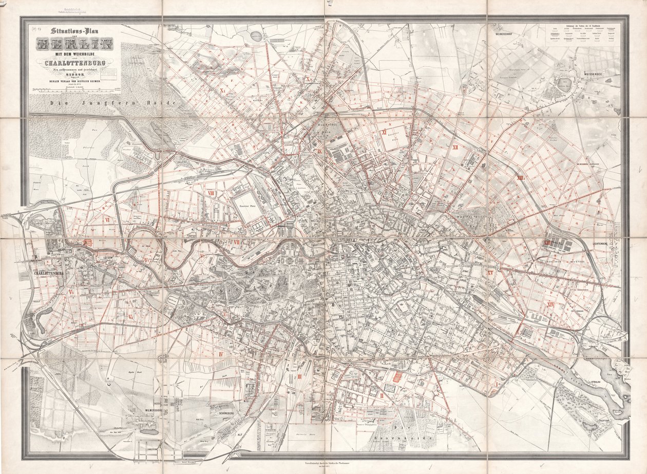 Situationsplan von Berlin mit dem Weichbild und Charlottenburg, neu aufgenommen und gezeichnet von Sineck von T. Sineck