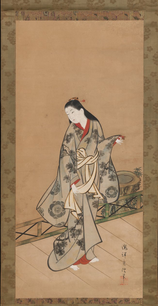 Frau auf der Veranda von Takizawa Shigenobu