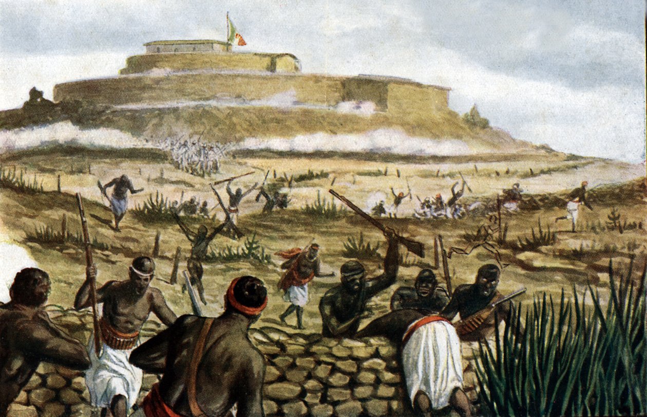 Berg Abba Gerima (Abba Garima) in der Schlacht von Adwa, 1. März 1896, Illustration aus Storia d