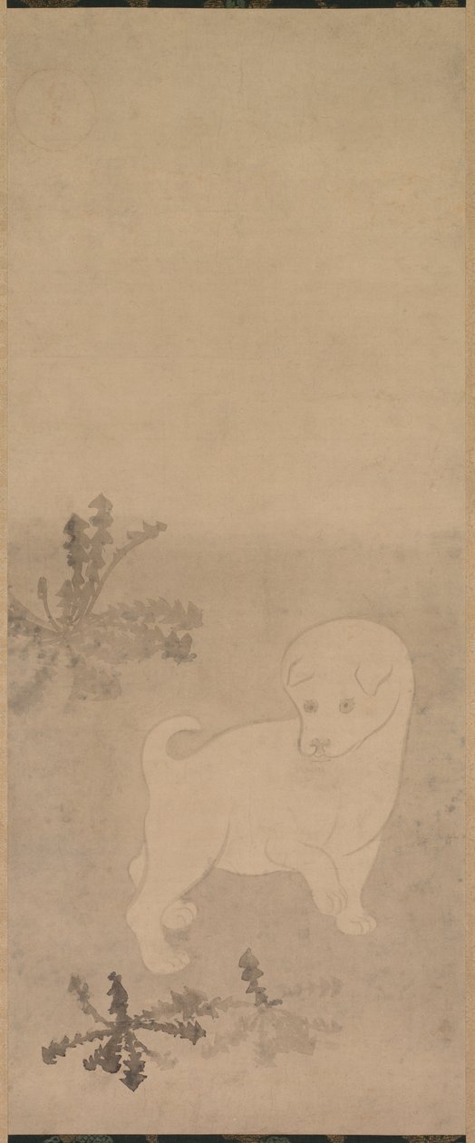 Welpe mit Löwenzahn, 1600-1640 von Tawaraya Sotatsu