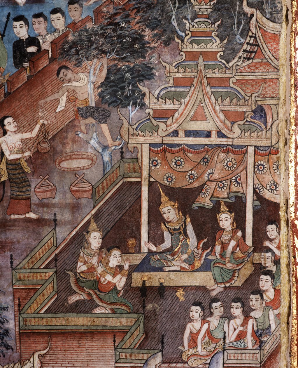 Detail eines Wandgemäldes von Thai School