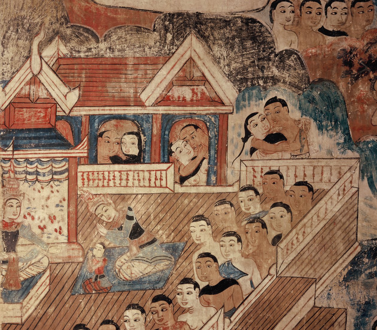 Detail eines Wandgemäldes von Thai School