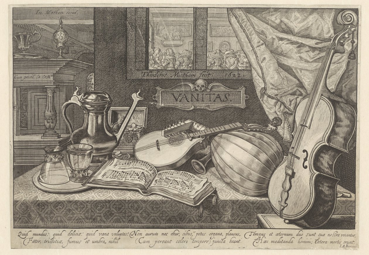 Vanitas-Stilleben mit Musikinstrumenten von Theodor Matham