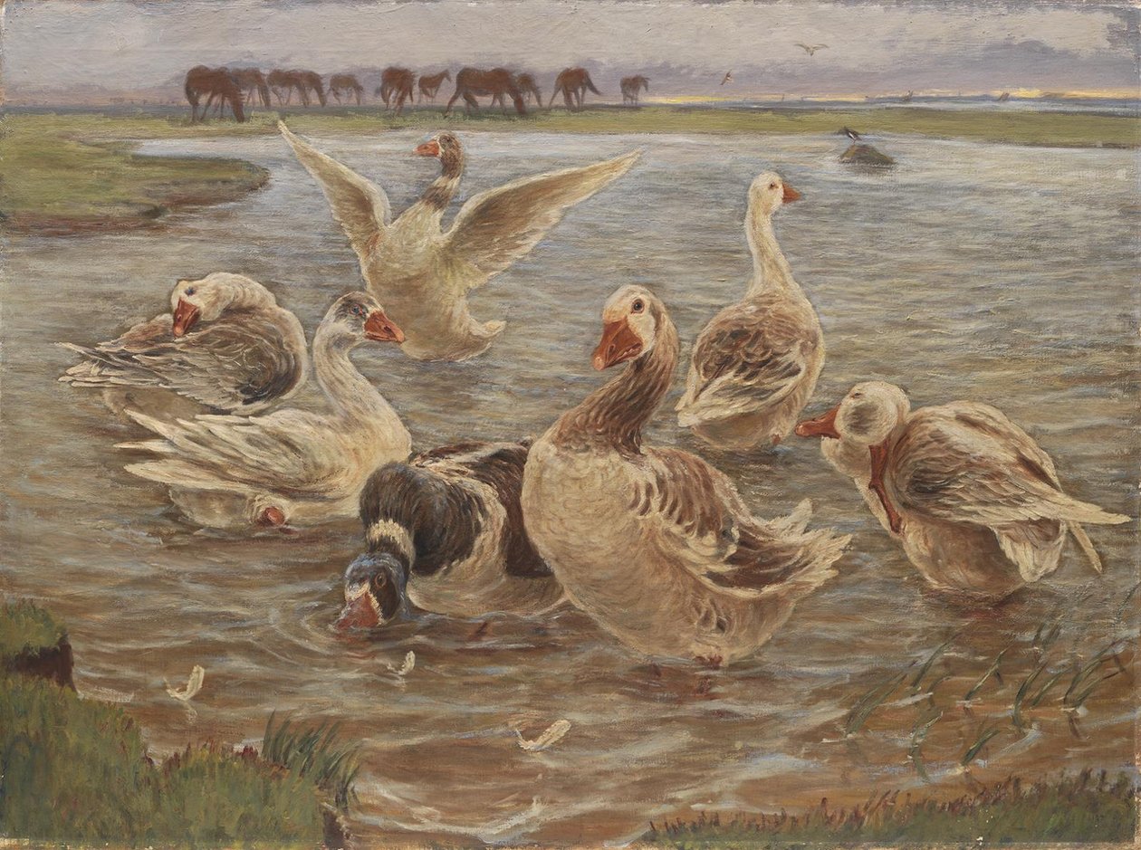 Gänse auf der Insel Saltholm von Theodor Philipsen
