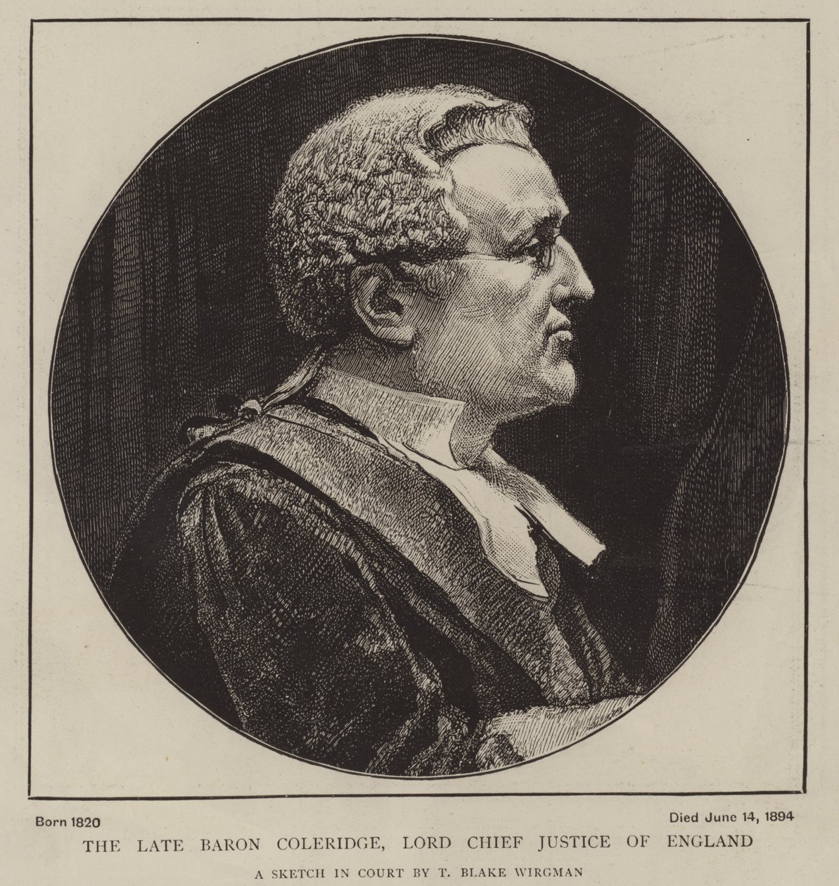 Der verstorbene Baron Coleridge, Lord Chief Justice of England von Theodore Blake Wirgman