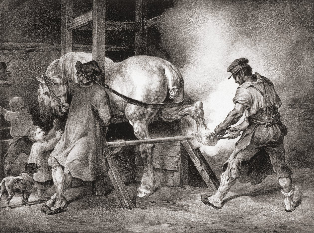 Der Hufschmied, aus Etudes de Cheveaux, 1822 von Theodore Gericault