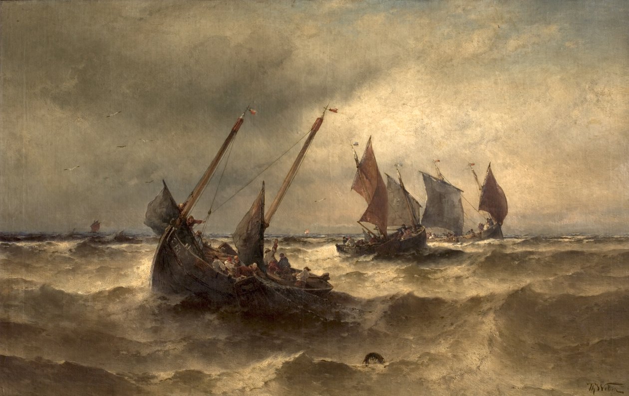 Fischerboote auf See von Theodore Weber
