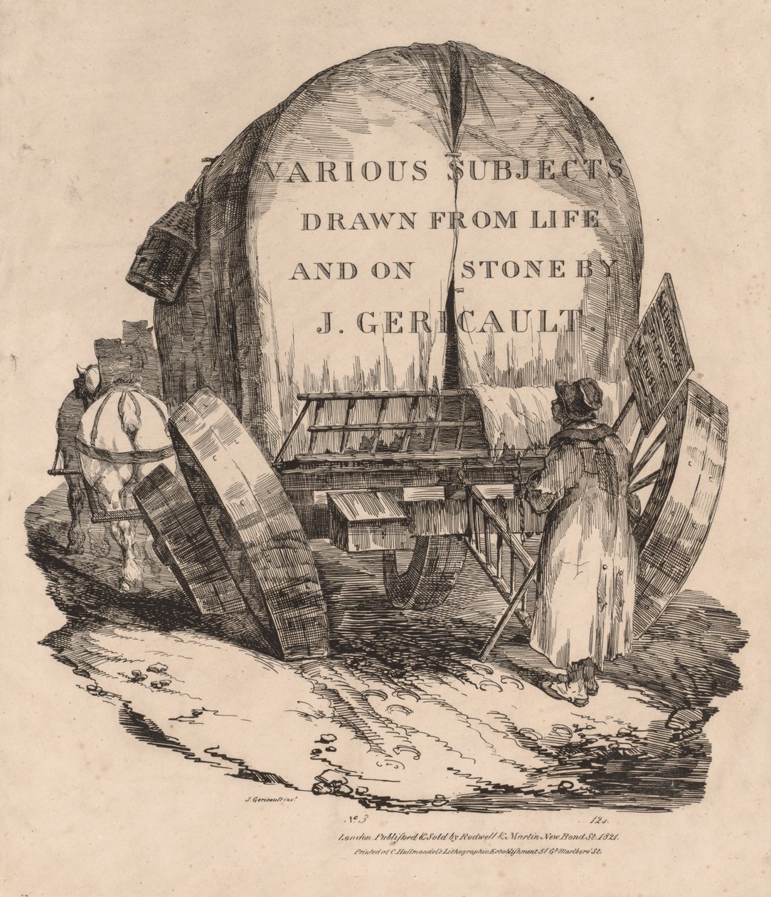 Ein Wagen mit angespannten Pferden von Theodore Gericault