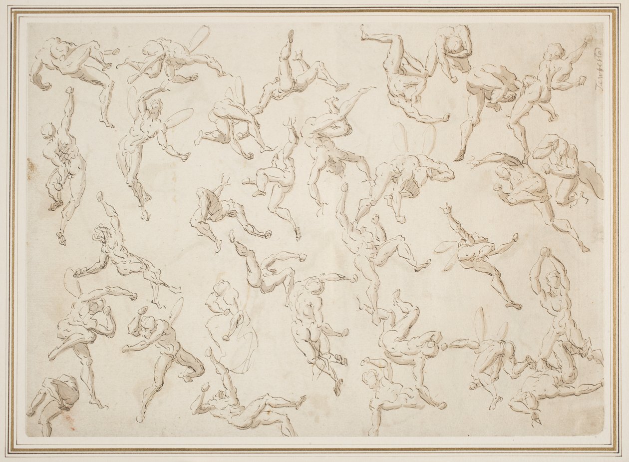 Blatt mit Figurenstudien von Thomas Carwitham