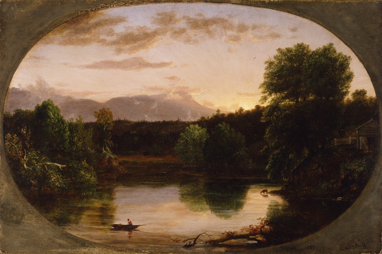 Sonnenuntergang, Blick auf den Catskill Creek, 1833 von Thomas Cole