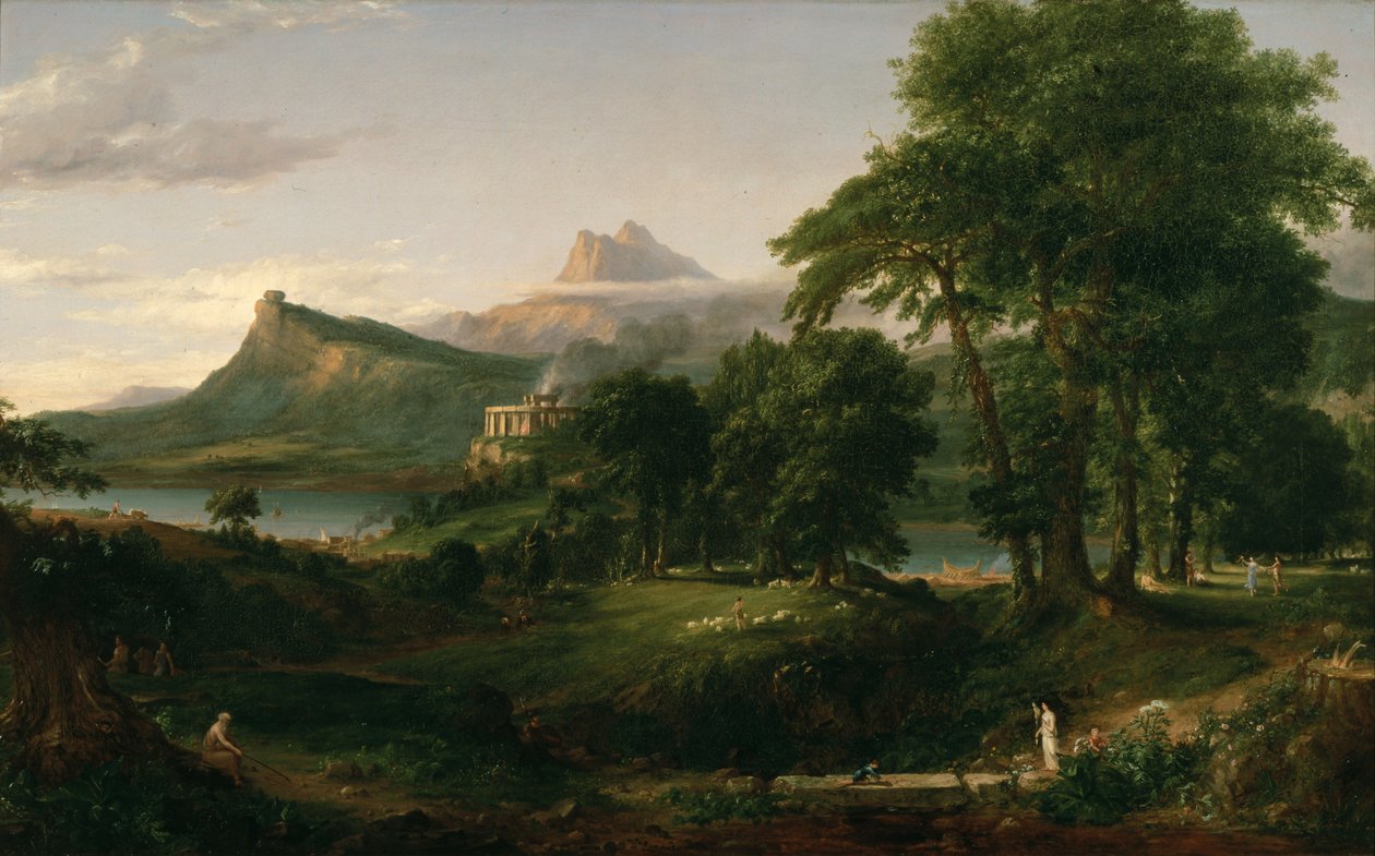 Der Lauf des Imperiums: Der arkadische oder pastorale Zustand von Thomas Cole