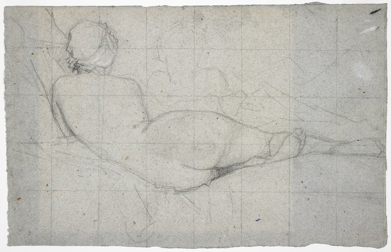Liegender weiblicher Akt und Teilstudie einer zweiten weiblichen Figur, ca. 1855-60 von Thomas Couture