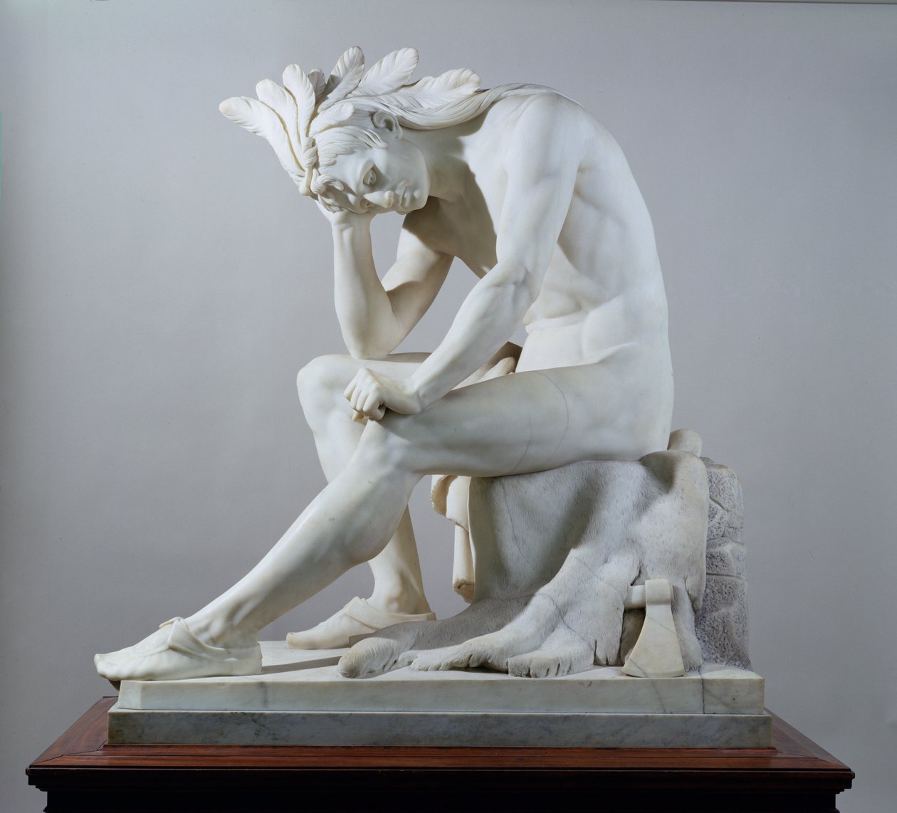 Der Indianer: Der sterbende Häuptling betrachtet den Fortschritt der Zivilisation, 1856 von Thomas Crawford