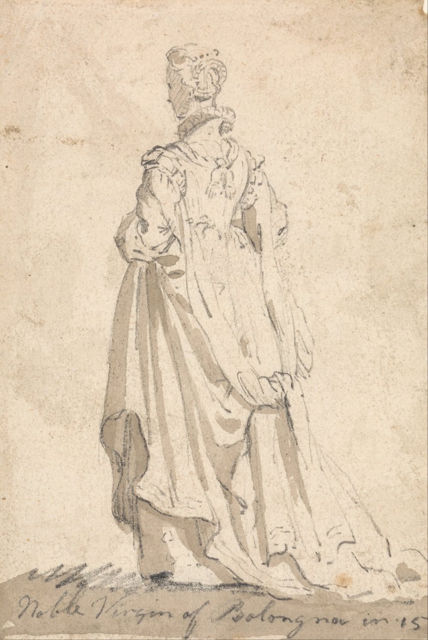 Figurenkostümstudie - Edle Jungfrau von Bologna von Thomas Girtin