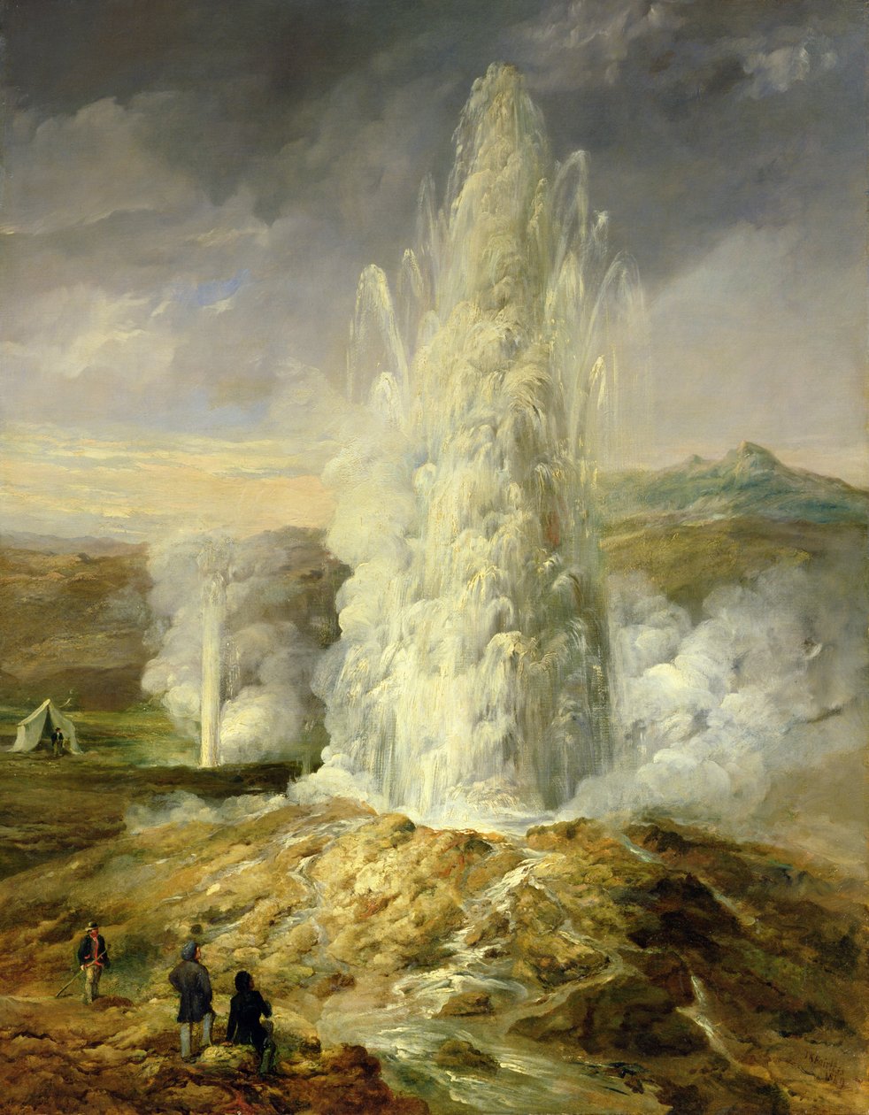 Der Große Geysir, Südisland, 1849 von Thomas Kerr Fairless