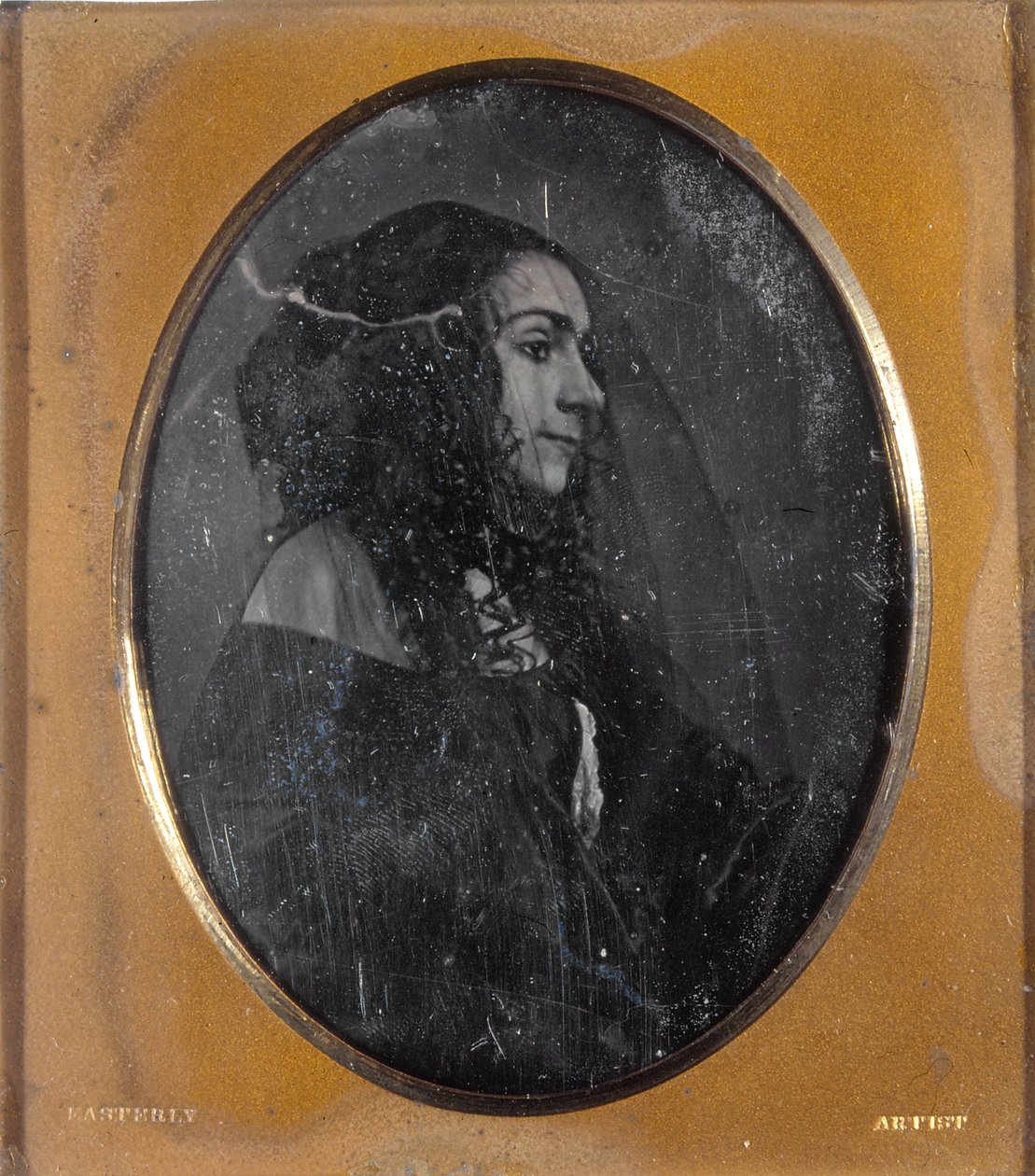 Porträt von Lola Montez im Profil mit einem schwarzen Schleier von Thomas M. Easterly