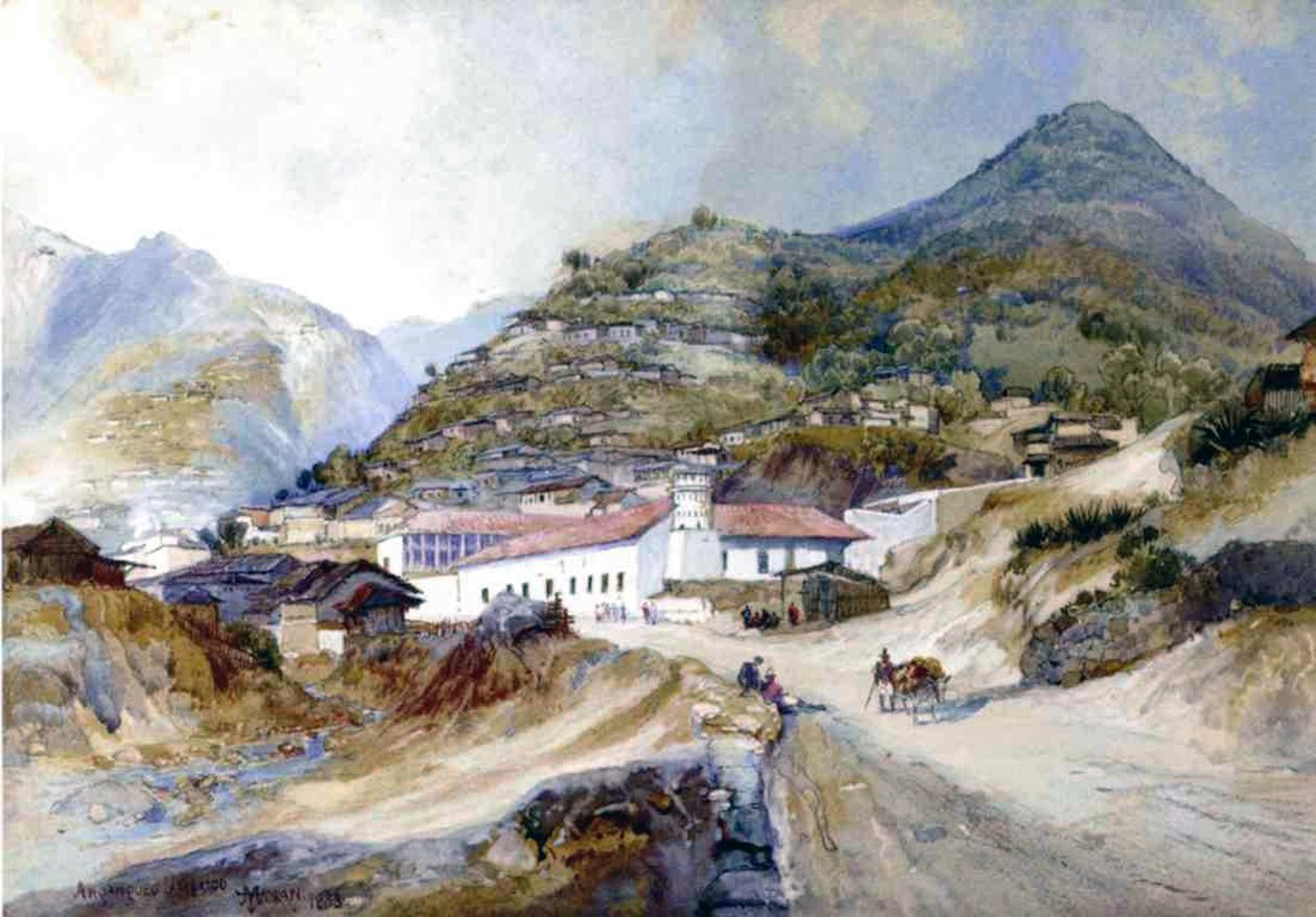 Das Dorf Angangueo, Mexiko, 1883 von Thomas Moran