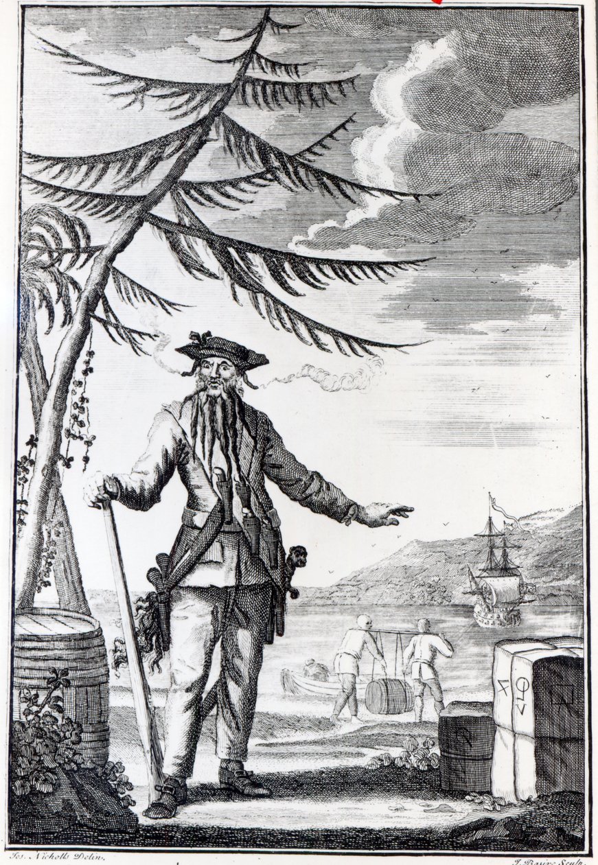 Kapitän Teach, allgemein bekannt als Blackbeard, ca. 1734 von Thomas Nicholls