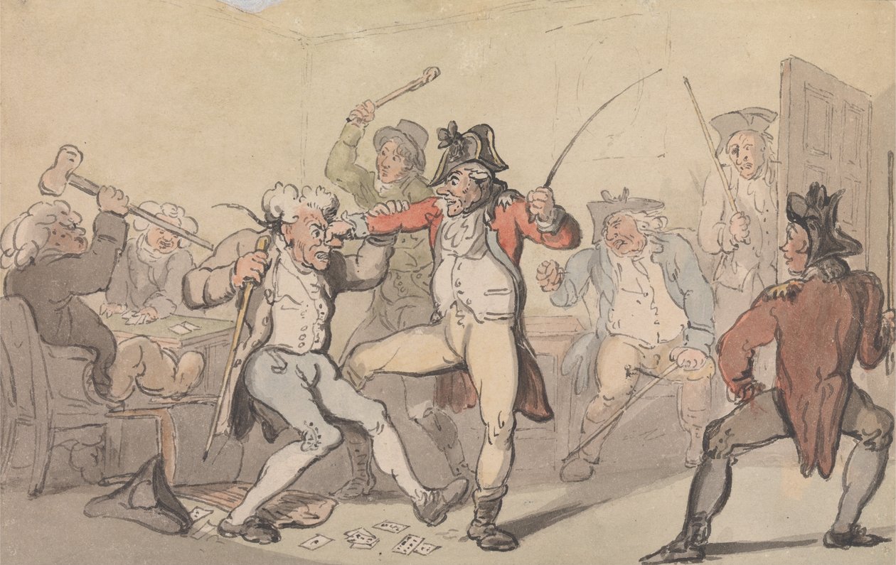 Ein ertappter Falschspieler, der Karten versteckt von Thomas Rowlandson