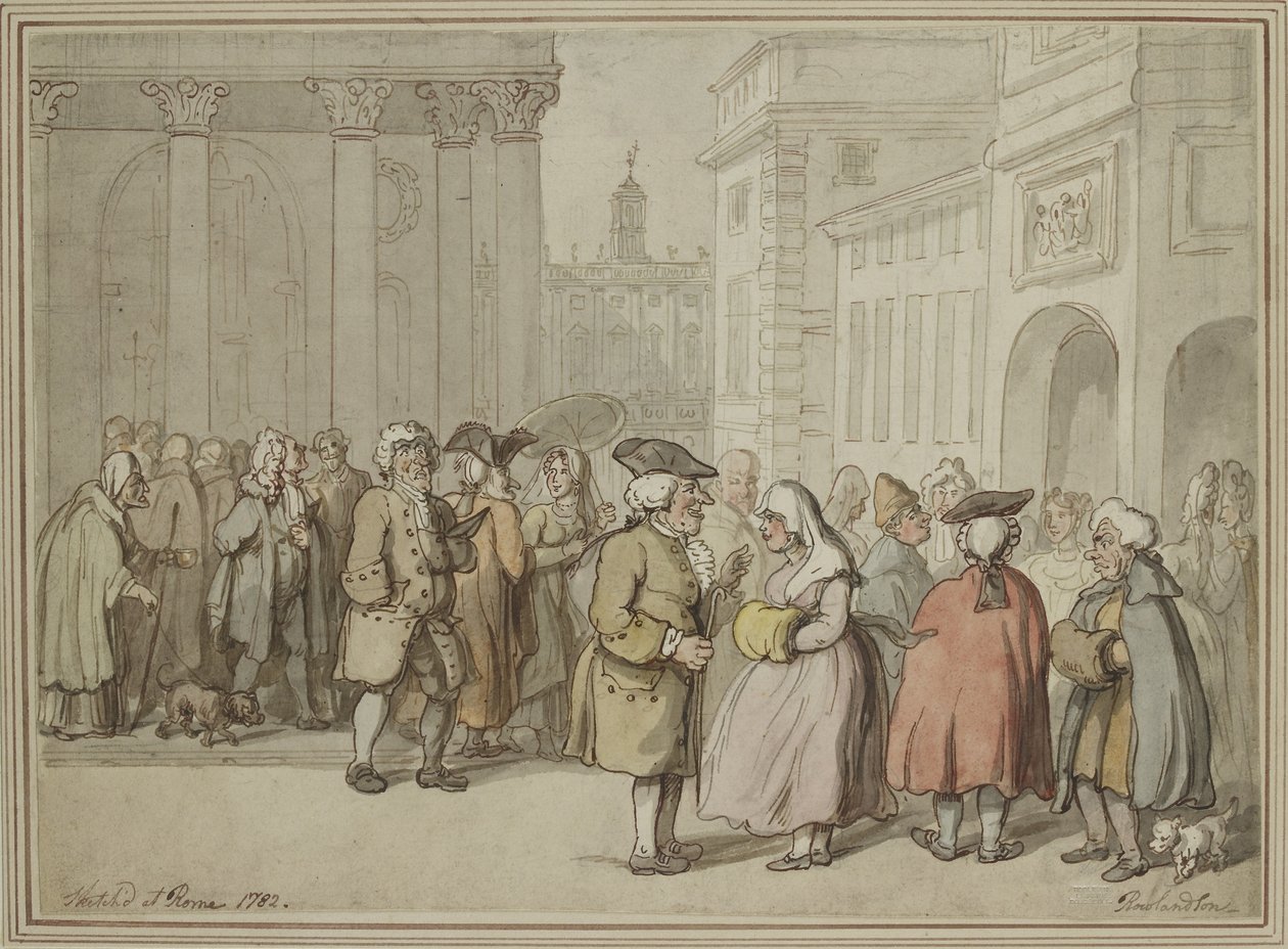 Eine Gruppe in Rom skizziert von Thomas Rowlandson