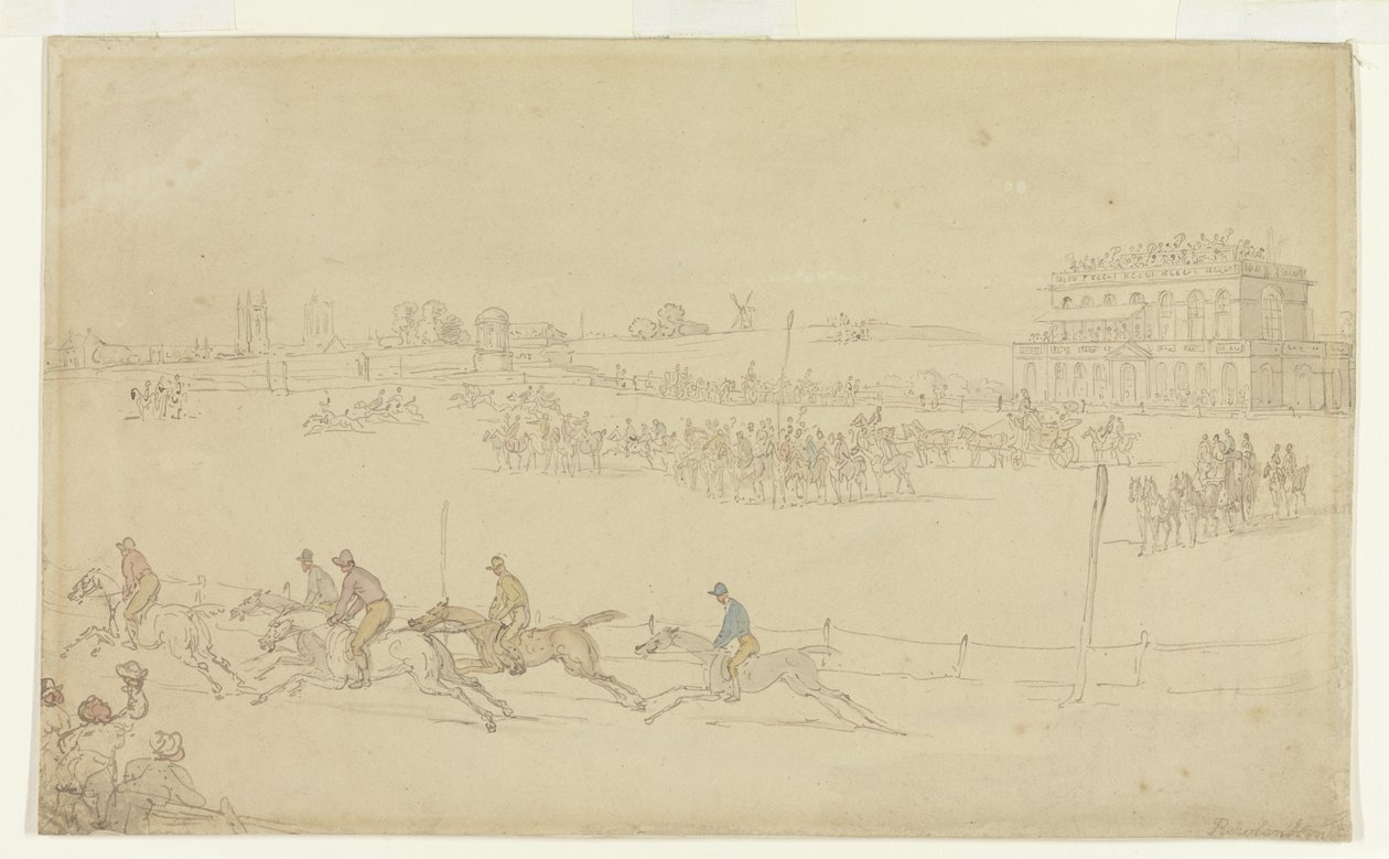 Ein Rennen auf dem Knavesmire in York von Thomas Rowlandson