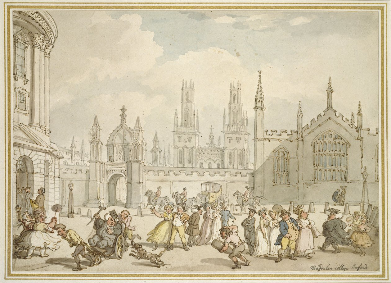 All Souls College, Oxford oder Radcliffe Square, Oxford, 19. Jahrhundert von Thomas Rowlandson