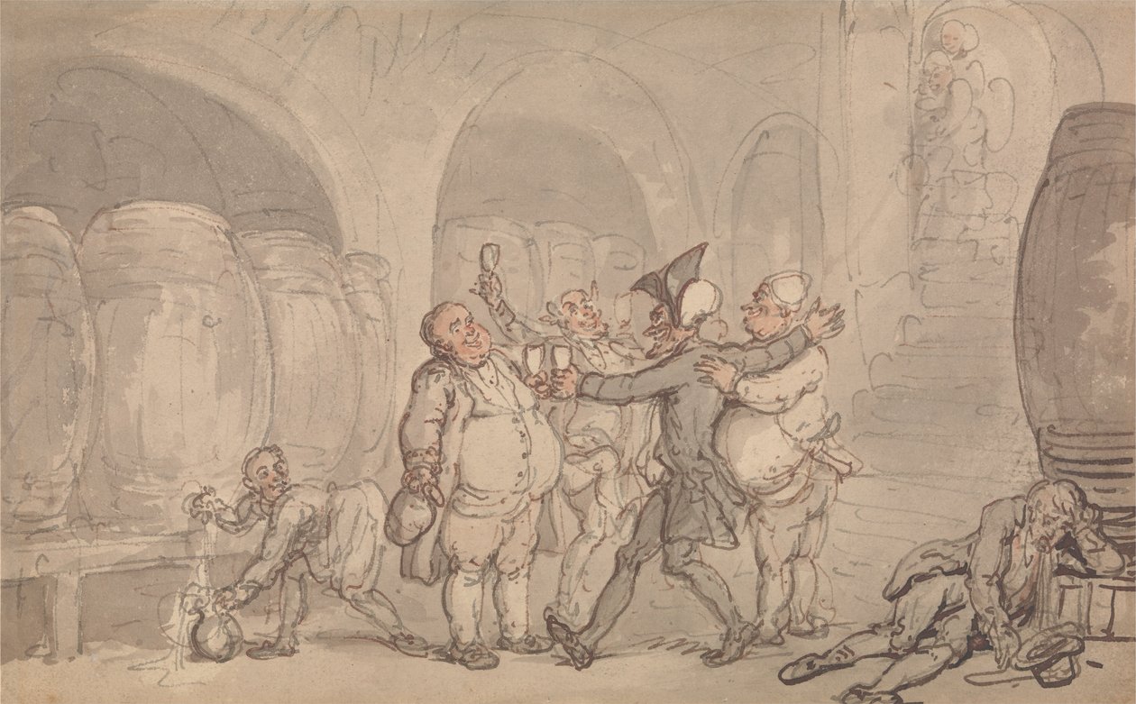 Dr. Syntax wird in den Keller gelassen von Thomas Rowlandson