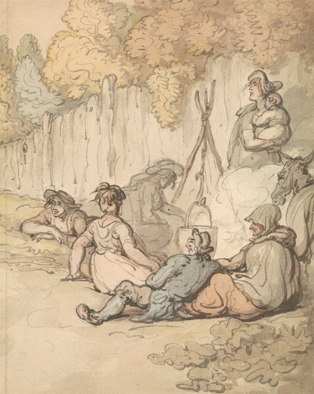 Zigeuner kochen auf offenem Feuer von Thomas Rowlandson