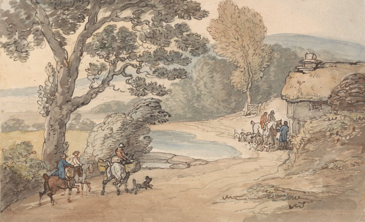 Landschaft mit Jagdgesellschaft von Thomas Rowlandson