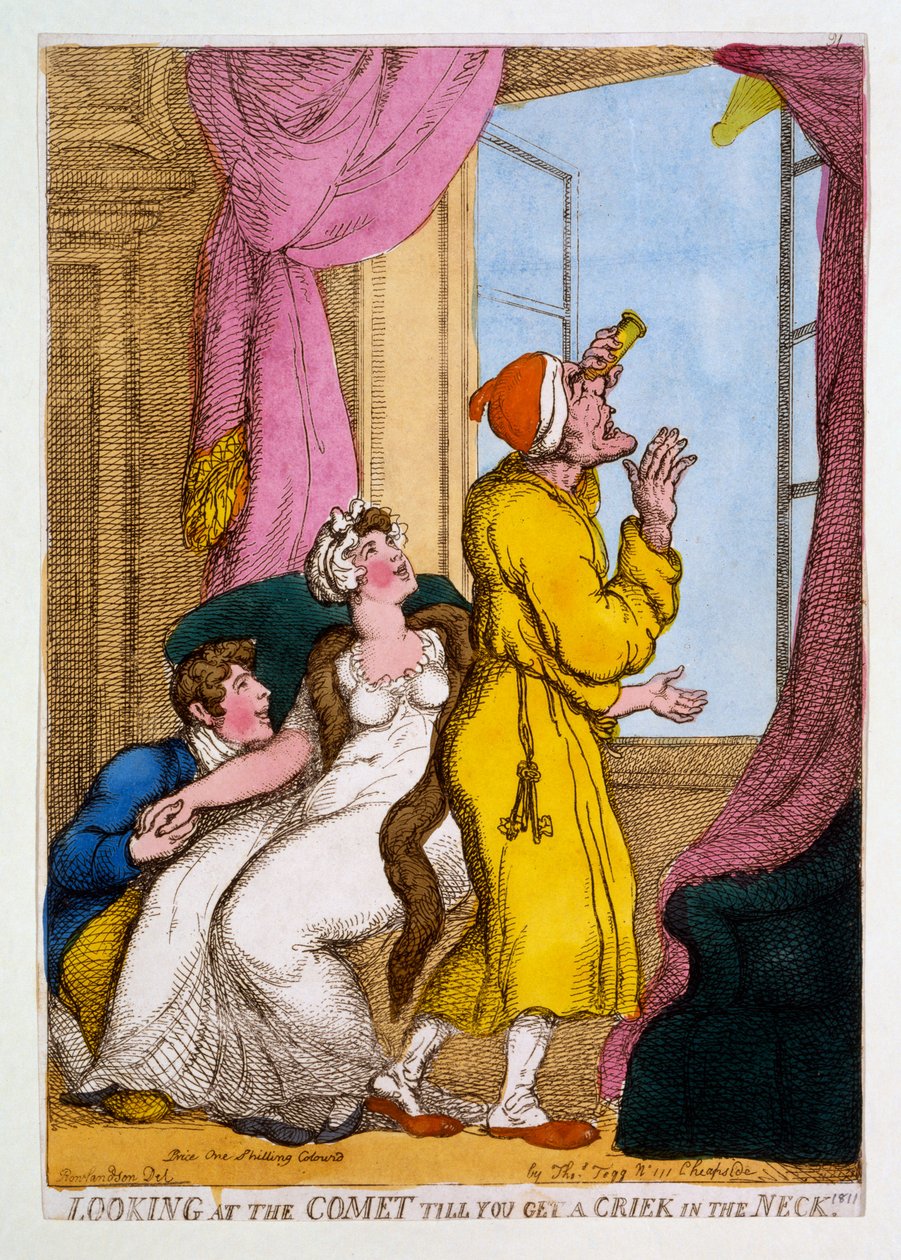 Den Kometen betrachten, bis man einen steifen Nacken bekommt, 1811 von Thomas Rowlandson