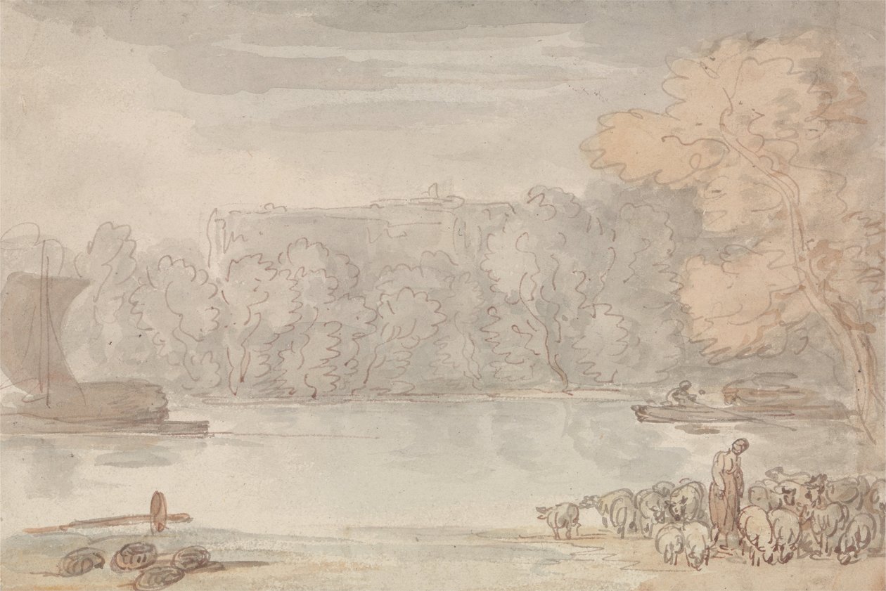 Flusslandschaft (Die Themse bei Eton) von Thomas Rowlandson